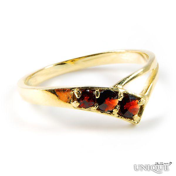 【30％OFF】　【ボヘミアン・ガーネット】　リング　（シルバー925使用　24Kゴールドコーティン...