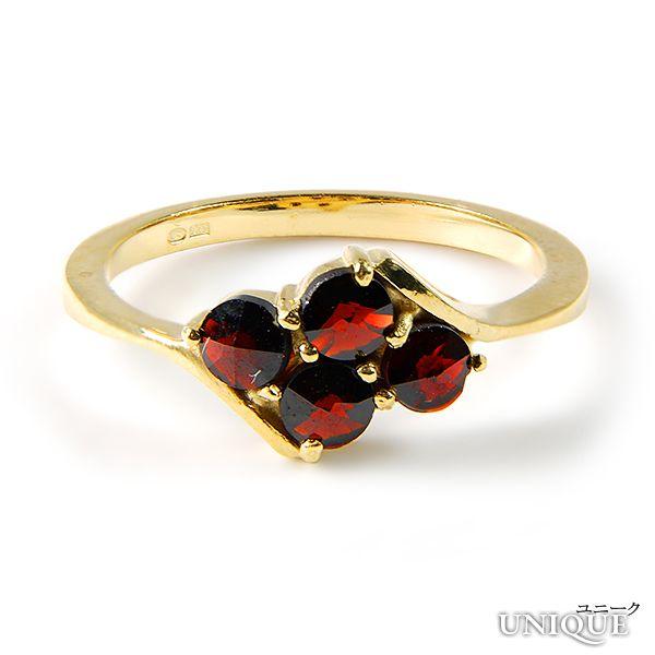 【30％OFF】　【ボヘミアン・ガーネット】　リング　（シルバー925使用　24Kゴールドコーティン...
