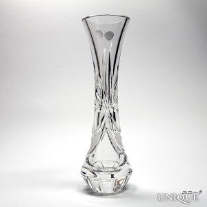 【50％OFF】　【ボヘミアクリスタル】　ハンドカット　フラワーベース/花瓶　（大　21cm） ★ Gold-Crystal - Hand Cut - Vase - Big ★｜unique-world