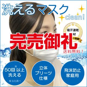 【完売御礼】洗えるマスク5枚セット 送料無料 飛沫 感染予防に 大人用 家庭用 白（ホワイト） お一人様2セットまで