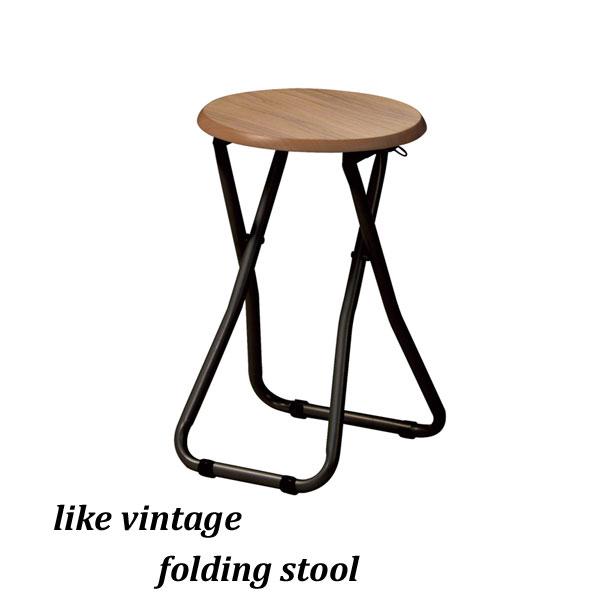 椅子 折りたたみ 丸椅子 スツール コンパクト パイプ椅子 折りたたみ椅子 ヴィンテージ風 木製 来...