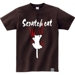 猫 Tシャツ ねこ おもしろ ネコ メンズ レディース 半袖 スクラッチキャットK2