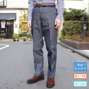 スラックス メンズ ノータック 裾上げ済み ピケ ドライ ス...