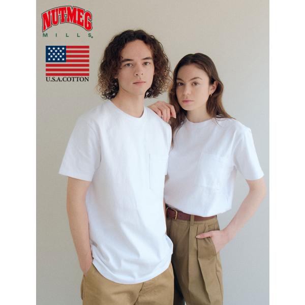 NUTMEG MILLS 公式 ポケット Tシャツ 無地 メンズ レディース 7.6オンス USAコ...