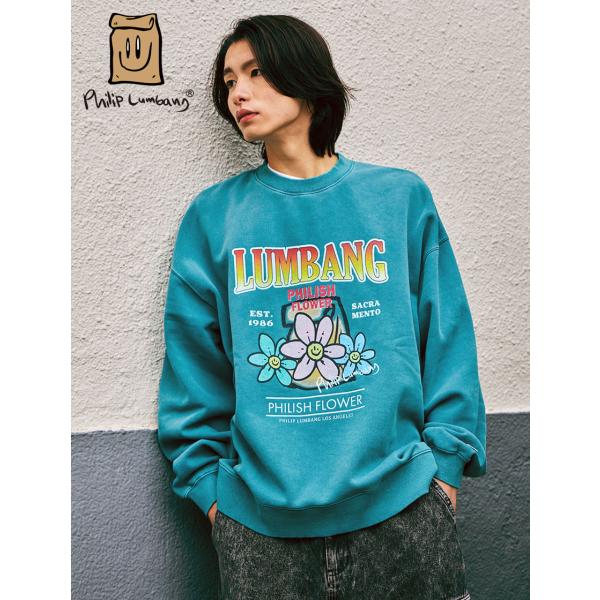Philip Lumbang 公式 裏起毛BIGトレーナー 3 Flowersピグメント フィリップ...