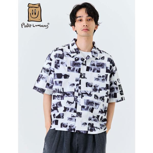 Philip Lumbang 公式 半袖シャツ JIMMY'Z EYEZ総柄 オープンカラー メンズ...