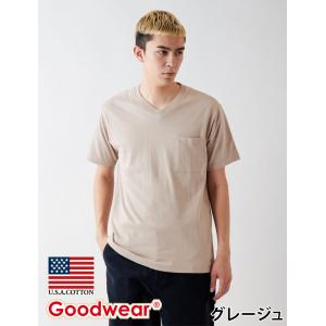 Goodwear 公式 Tシャツ メンズ レディース 7.6オンス USAコットン 無地 ポケット Vネック｜united-japan
