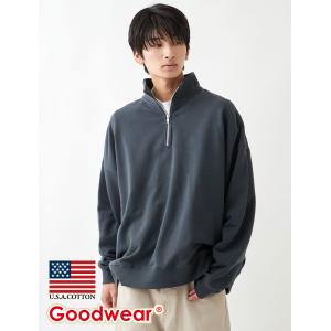 Goodwear 公式 ハーフジップBIGトレーナー メンズ レディース USAコットン｜united-japan