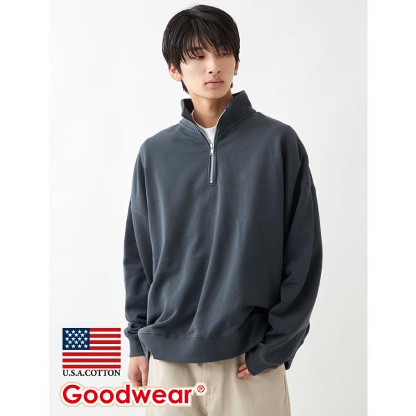 Goodwear 公式 ハーフジップ SUPER BIGトレーナー メンズ レディース USAコット...