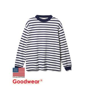 Goodwear 公式 BIGロンT メンズ レディース 7.6オンス USAコットン ハイネックボーダー