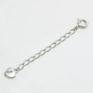 ハートモチーフのシルバー製（STERLING）チェーンアジャスター5cmタイプ メール便可｜united-jewellery