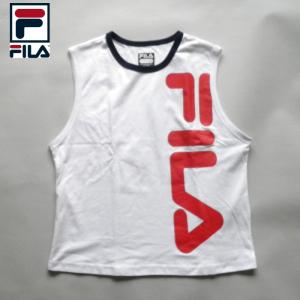 FILA ノースリーブTシャツ タンクトップ 1点物 ビッグロゴ ホワイト×レッド×ネイビー USレディース XLサイズ 大きいサイズ｜united-us