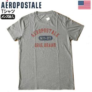 AEROPOSTALE Tシャツ エアロポステール NY-87 プリント おしゃれ ブランド コットン 2021 灰色 グレー メンズ Mサイズ｜united-us