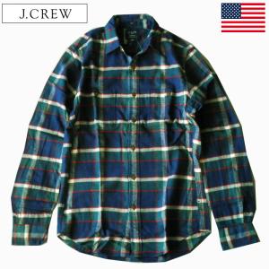 ジェイクルー フランネルシャツ チェックシャツ スリムフィット J CREW ネイビー×グリーン×ホワイト×レッド メンズ XSサイズ｜united-us