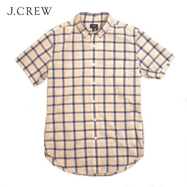 J CREW ボタンダウンチェックシャツ　ジェイクルー　半袖　メンズ Sサイズ ピンク×ホワイト×ネ...
