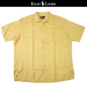 ラルフローレン シルクリネン 解禁シャツ  RALPH LAUREN  半袖  COLDWELL アウトレット品  メンズ 大きいサイズ XLビッグサイズ イエロー｜united-us