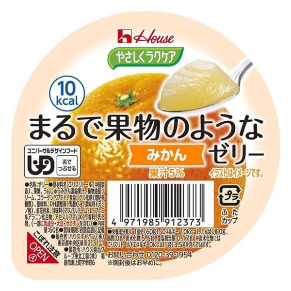 ハウス やさしくラクケア まるで果物のようなゼリー みかん 60g 48個