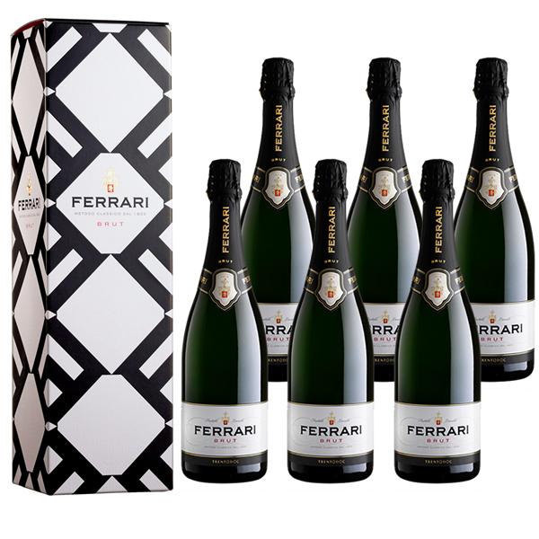 フェッラーリ ブリュット 750ml ワイン スパークリング イタリア 泡 辛口 白 6本セット ギ...