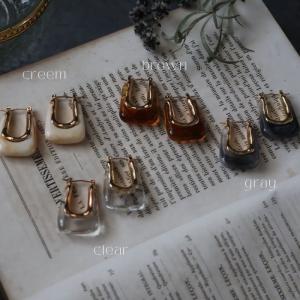 フープピアス クリア ブラウン 18K シルバ...の詳細画像4