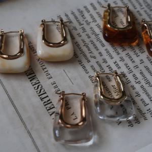 フープピアス クリア ブラウン 18K シルバ...の詳細画像5