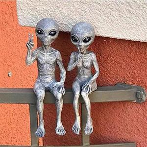 UFO 宇宙人 樹脂 彫像 エイリアン 花園 置物 2体セット かわいい 雑貨｜universal-cl-store