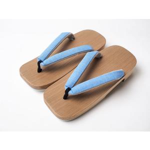 【IKS COLLECTIONゆかた下駄】紳士用おしゃれ下駄【リネンタンガリー下駄】ブルー