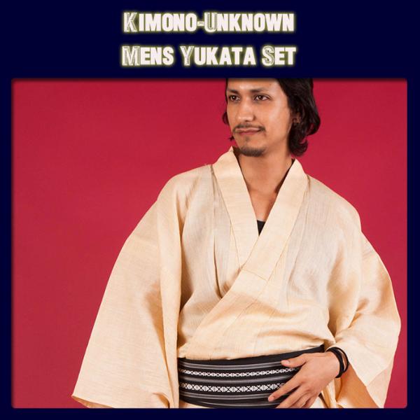 浴衣 メンズ/送料無料/本麻シャンブレー・男性用浴衣4点セット