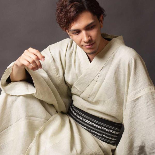 浴衣 メンズ/送料無料/本麻シャンブレー・男性用浴衣4点セット