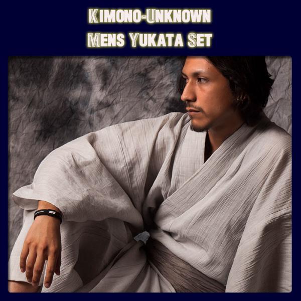 浴衣 メンズ/送料無料/本麻シャンブレー・男性用浴衣4点セット