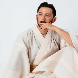 浴衣 メンズ//浴衣+帯+下駄+腰紐/Ummm. 本麻クールラミー・男性用お