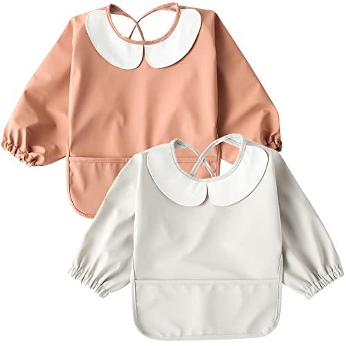 kalavika お食事エプロン 長袖 2枚セット 北欧調 洗える ベビー 離乳食 エプロン 袖付き...