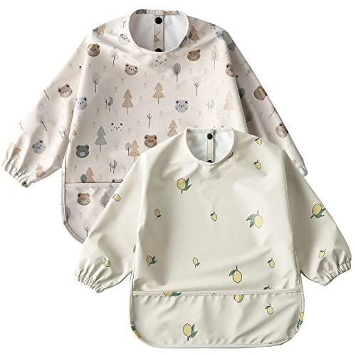 kalavika お食事エプロン ベビー 長袖 食事スタイ 北欧調 洗える 袖付き 離乳食 エプロン...