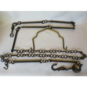 茶道具 釣釜道具セット 表千家用 釜鎖セット 釣手 真鍮製 釜鐶 中