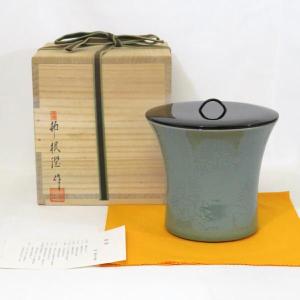 茶道具 水指 水差し 染付 祥瑞 瓢窓 六瓢 西村徳泉作 紫翠窯 共蓋