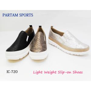 【SALE】partam sports 人気 軽量 型押し スリッポン 高級感 快適 メタリック IC720｜unpetit