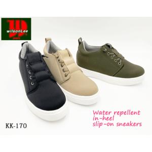 【再入荷】Wilson Lee 軽量 ゴム 紐 スリッポン レイン スニーカー 3cm ソール インヒール KK170