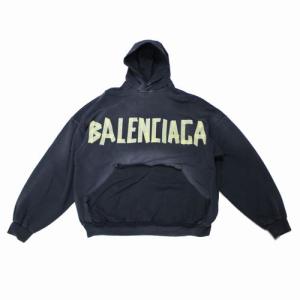 BALENCIAGA バレンシアガ 23SS Tape Type Ripped Pocket Oversize Hoodie テープロゴ プルオーバー パーカー 1 ブラック系
