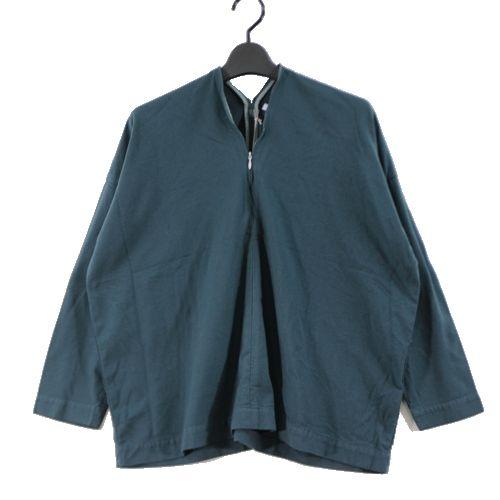 Dhal ダル Filled Spun Ester Zip Shirt 縮絨シャツ ONE ブルーグ...