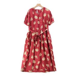 ピンクハウス☆ワンピース 薄オレンジ系 パッチワーク&リボン付き  