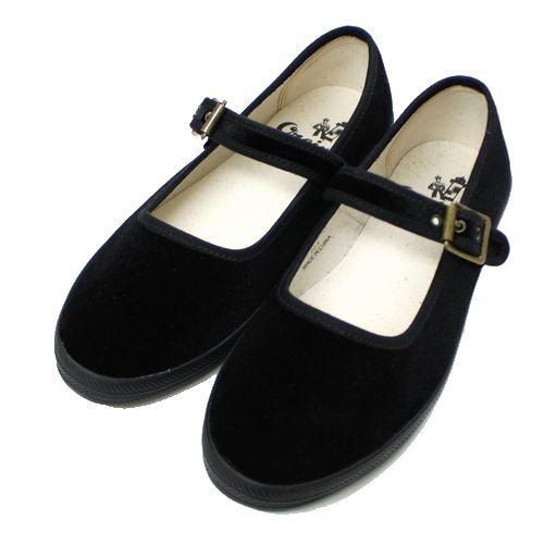 Orcival オーシバル STRAP SHOES ベルベットストラップシューズ 22.5 ブラック