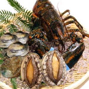 海鮮ＢＢＱセット(活オマール海老500g5尾・活蝦夷あわび40/50g10個・活ホンビノス貝3kg)