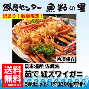 カニ 訳あり 日本海産 佐渡沖 茹で紅ズワイガニ 5尾セット 約1300g前後 ※クール発送