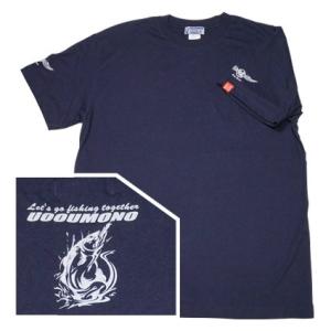 Tシャツ メンズ 半袖 厚手 ネイビー シーバス 魚柄 釣り 6.2oz