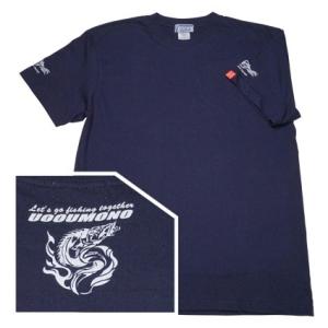 Tシャツ メンズ 半袖 厚手 ネイビー タチウオ 魚柄 釣り 6.2oz