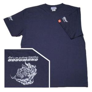 Tシャツ メンズ 半袖 厚手 ネイビー カワハギ 魚柄 釣り 6.2oz