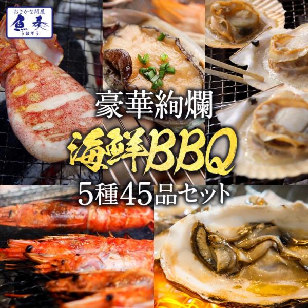 豪華 海鮮 BBQ バーベキューセット 赤エビ 10尾 活アワビ 5個 帆立 10枚 牡蠣 10枚 ...
