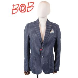 【国内正規品】BOB COMPANY ボブカンパニー ピンストライプ 2B シングルテーラードジャケット ネップ 0727031000-0073 ネイビー