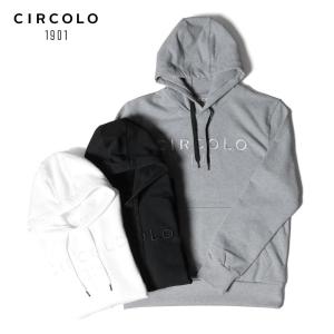 CIRCOLO 1901 チルコロ1901 コットン ストレッチジャージー ロゴ 刺しゅう パーカー プルオーバー 1204-316403 国内正規品｜up-avanti