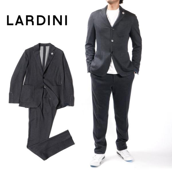 LARDINI セットアップ スーツ シングル コットンカミシア チャコールグレー 1216-002...