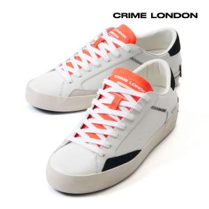 クライムロンドン メンズ スニーカー レザー CRIME LONDON DISTRESSED ホワイト コンビ スウェー 国内正規品｜up-avanti